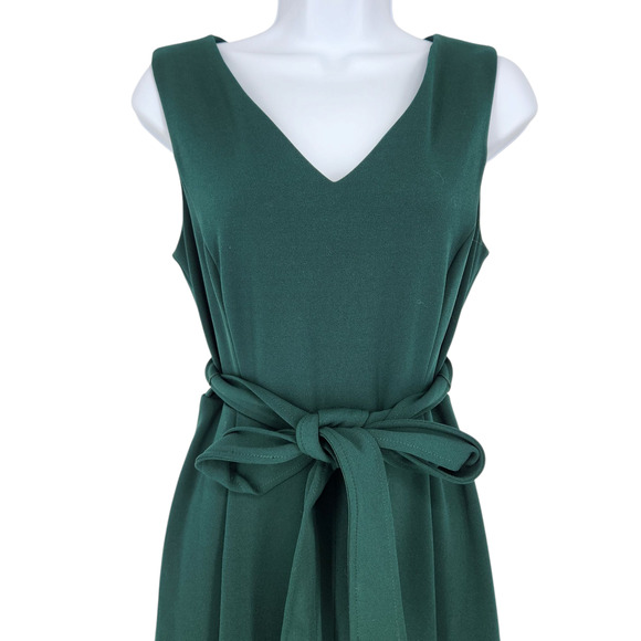 Calvin Klein Sleeveless Crepe Belted Cropped Jumpsuit Forest Green Womans SZ 16 - Picture 5 of 6